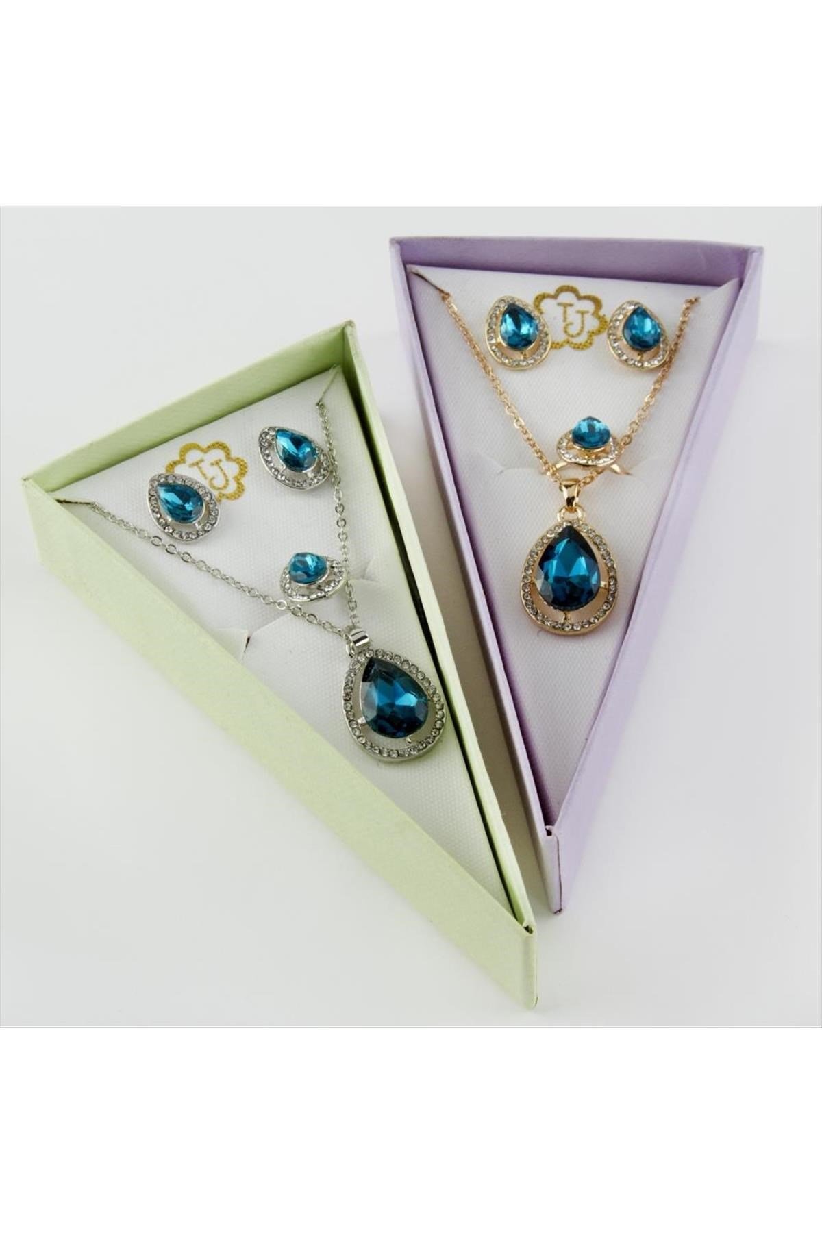 Kutulu Taşlı Set Kolye 1,5 cm