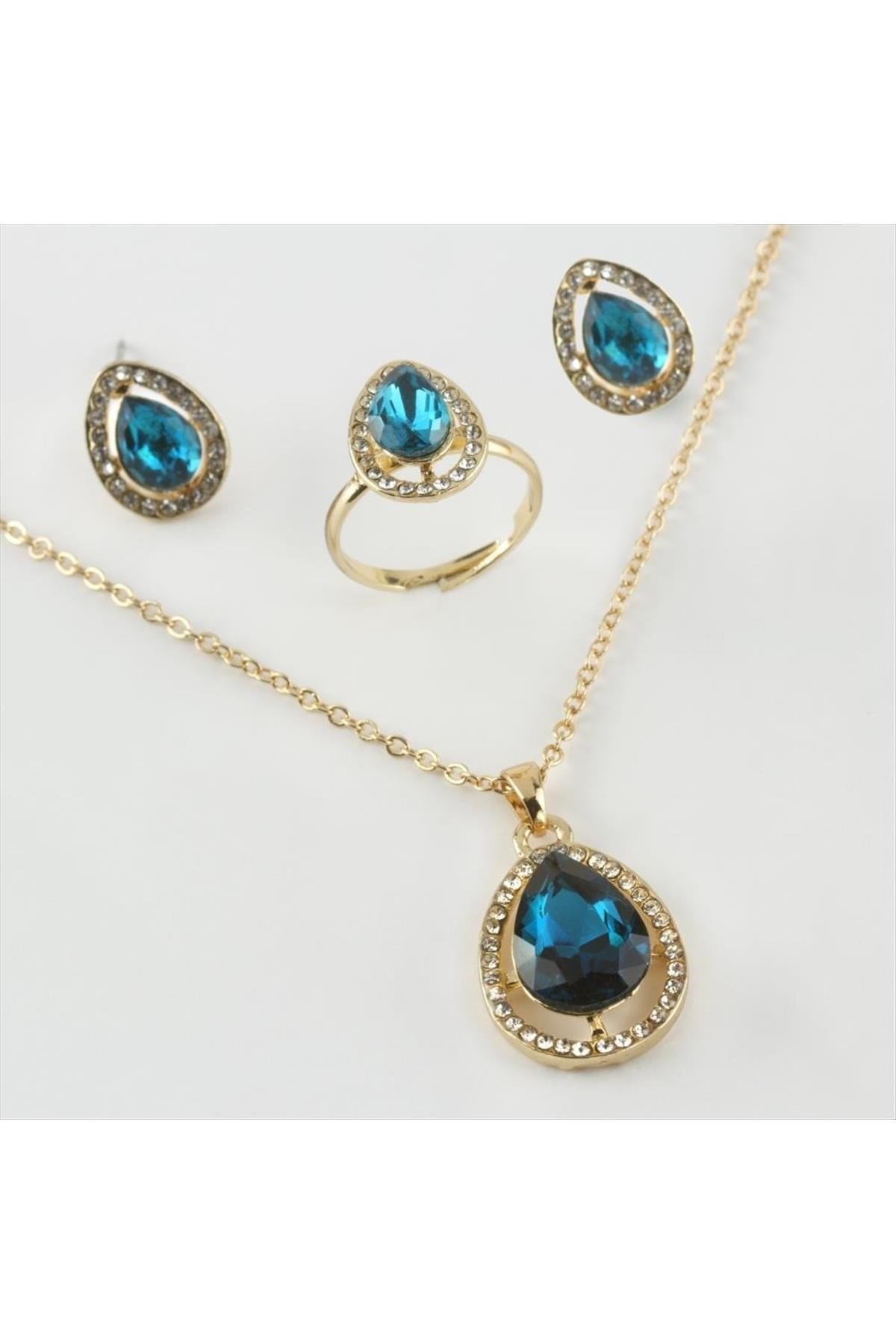 Kutulu Taşlı Set Kolye 1,5 cm