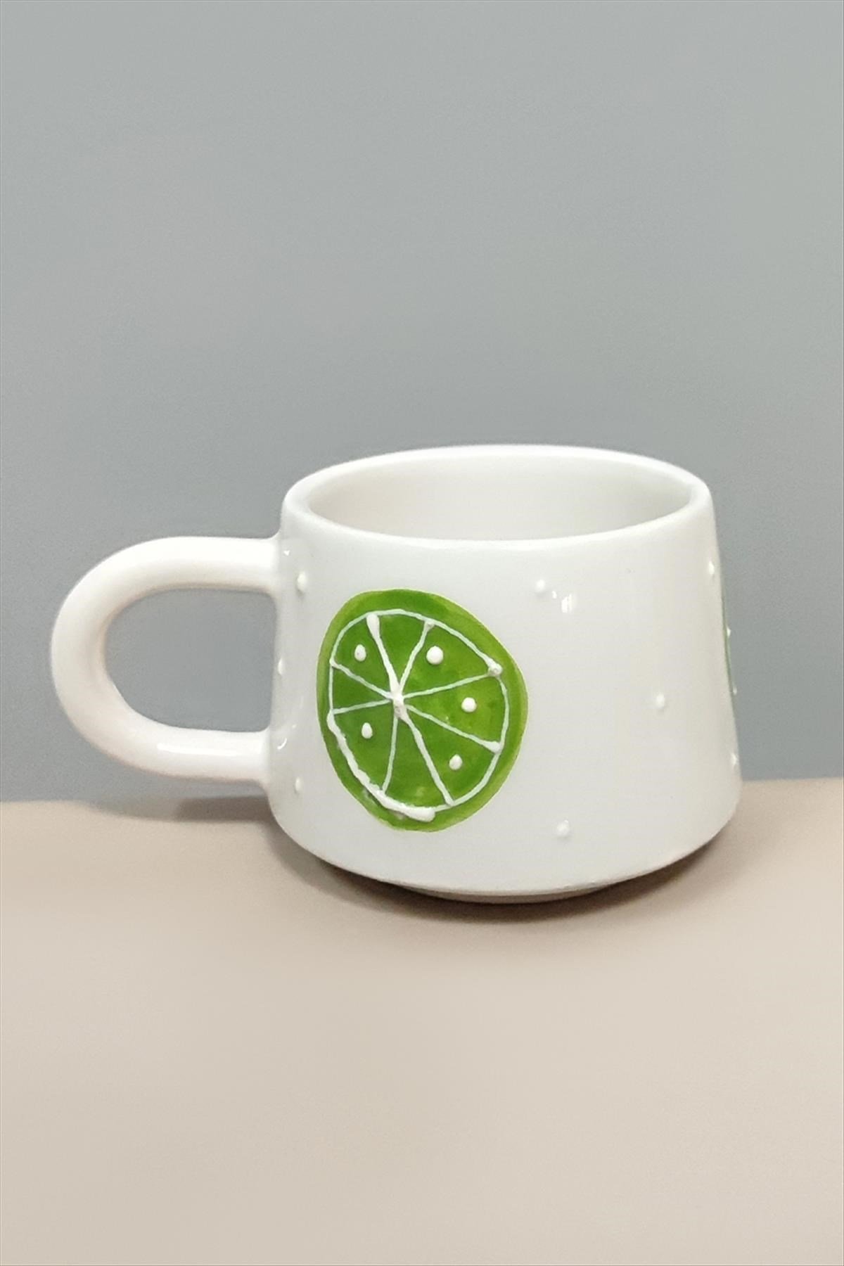 Limon Desenli Seramik Kupa