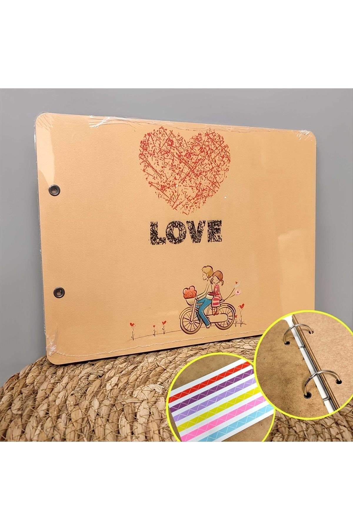 Love Bisikletli Çift Özel Tasarım Defter ve Fotoğraf Albümü
