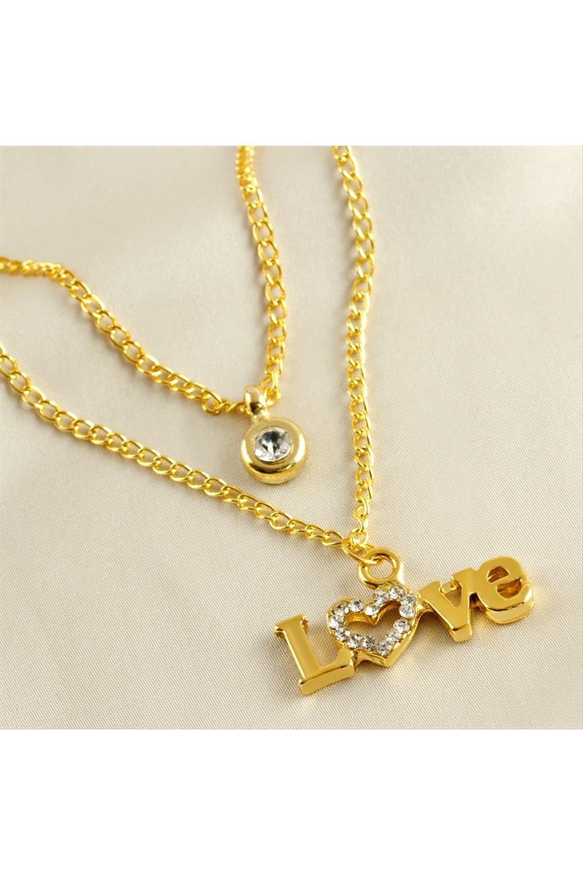 Love Yazılı İkili Kolye