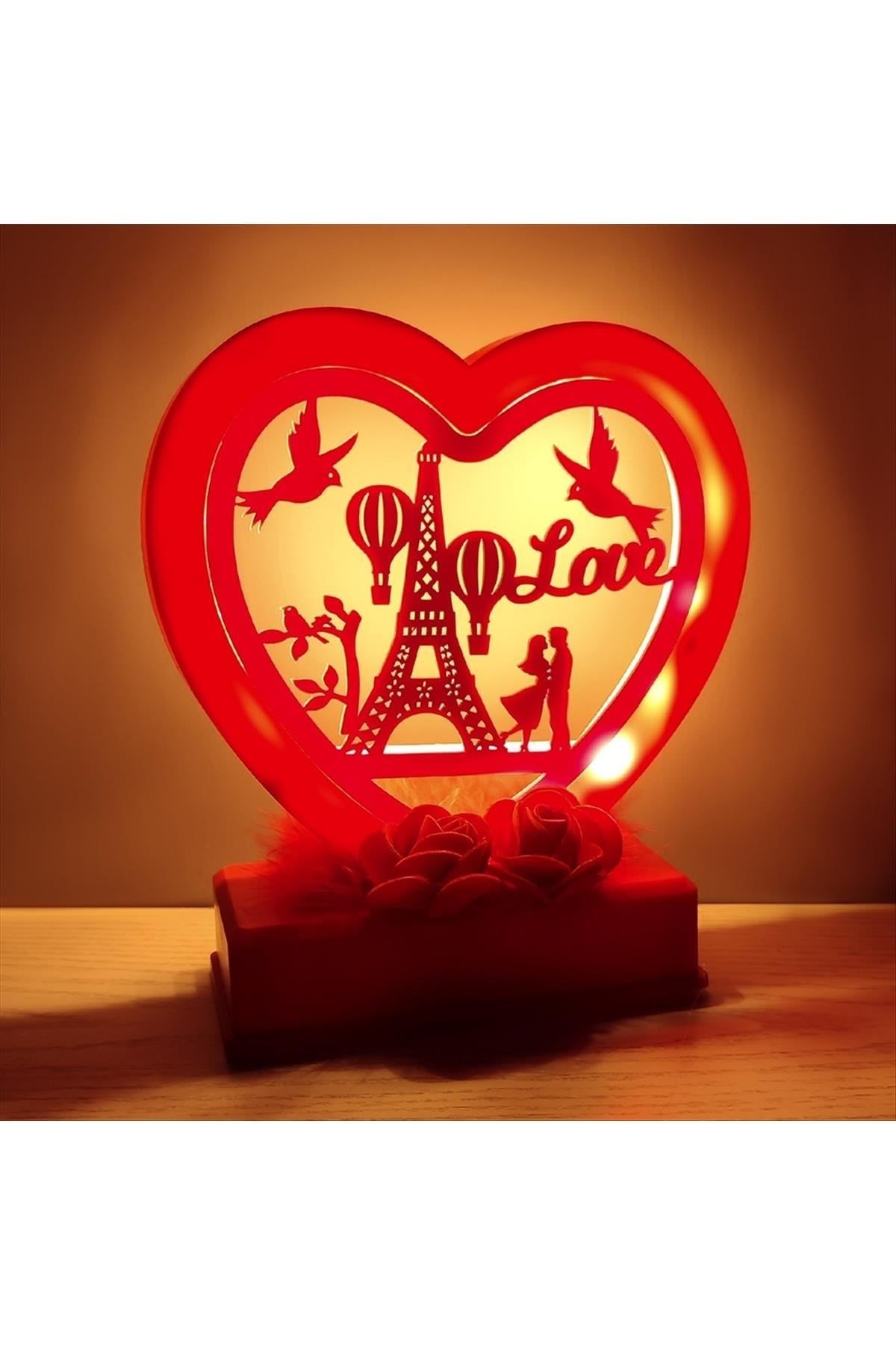Love Yazılı Işıklı Müzikli Kalp Biblo