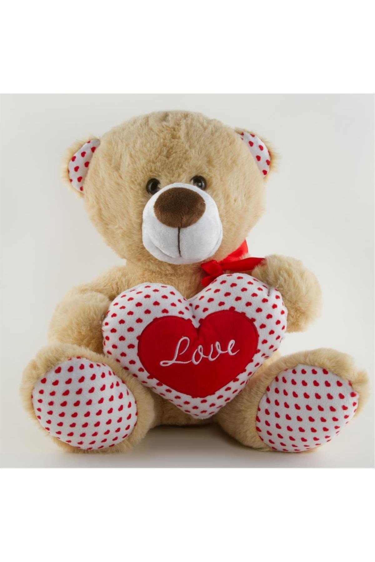 Love Yazılı Kalpli Oturan Peluş Ayıcık 40 cm
