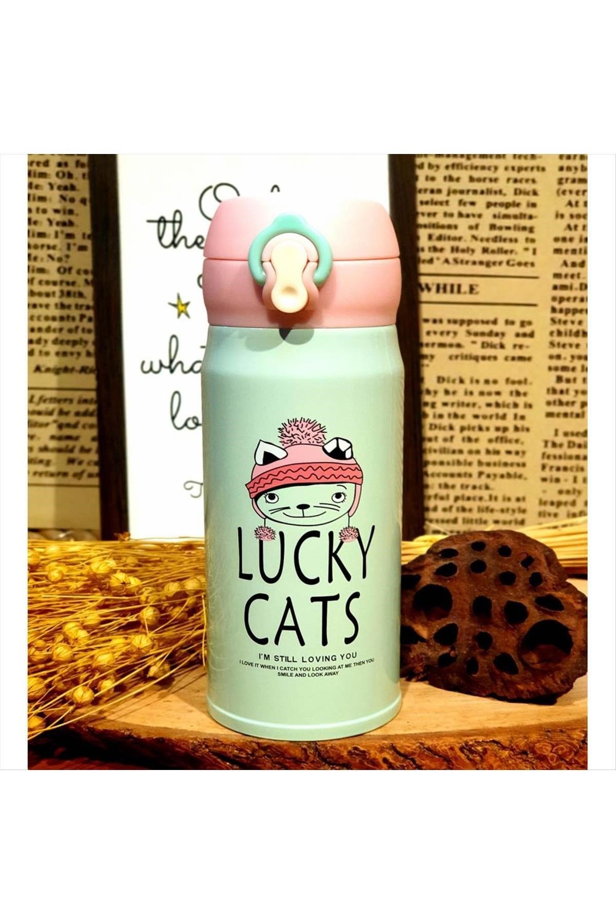 Lucky Cats Şanslı Kedi Paslanmaz Çelik Suluk – Termos