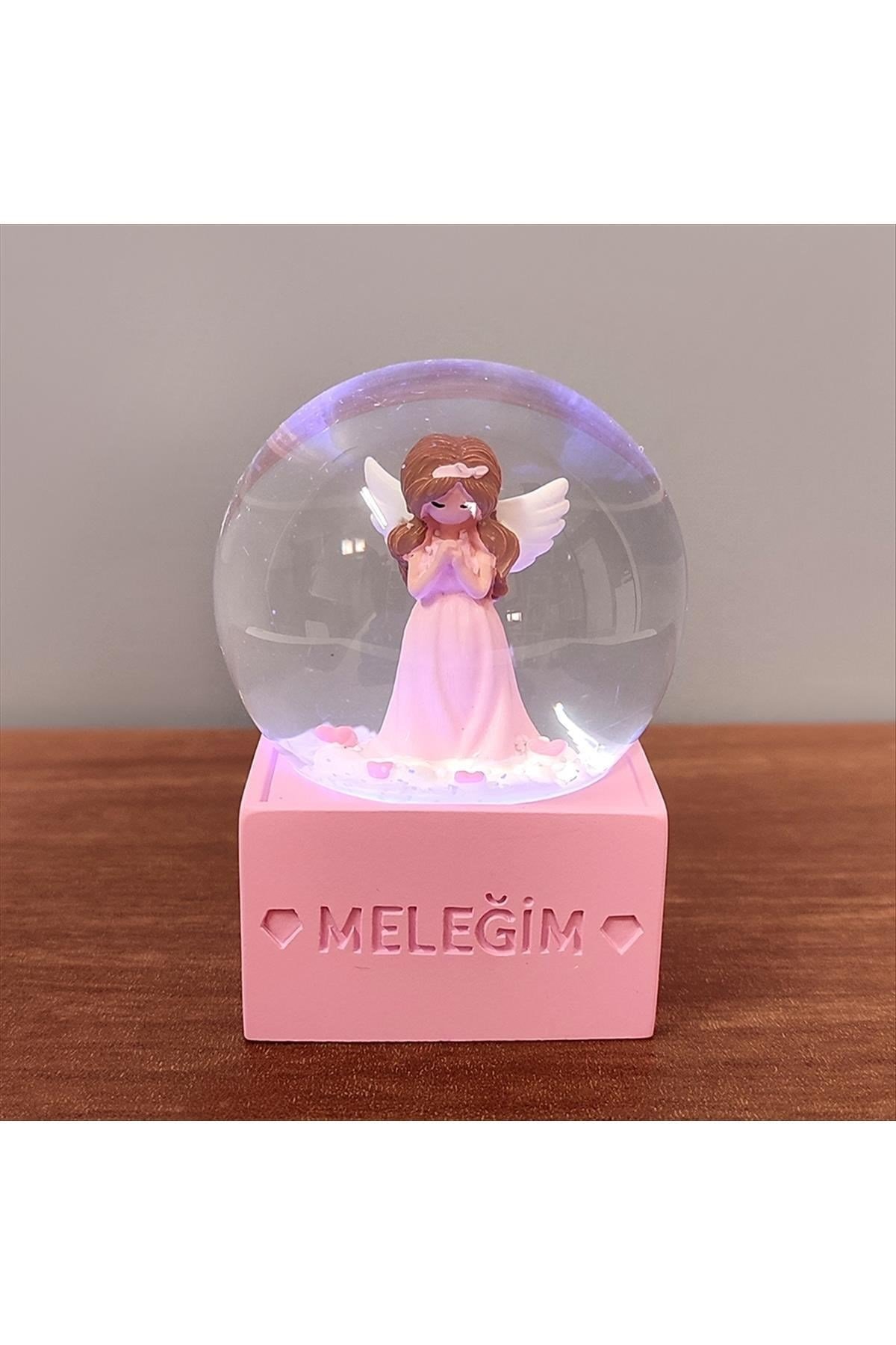 Meleğim Yazılı Pilli Işıklı Kar Küresi (Küçük Boy)