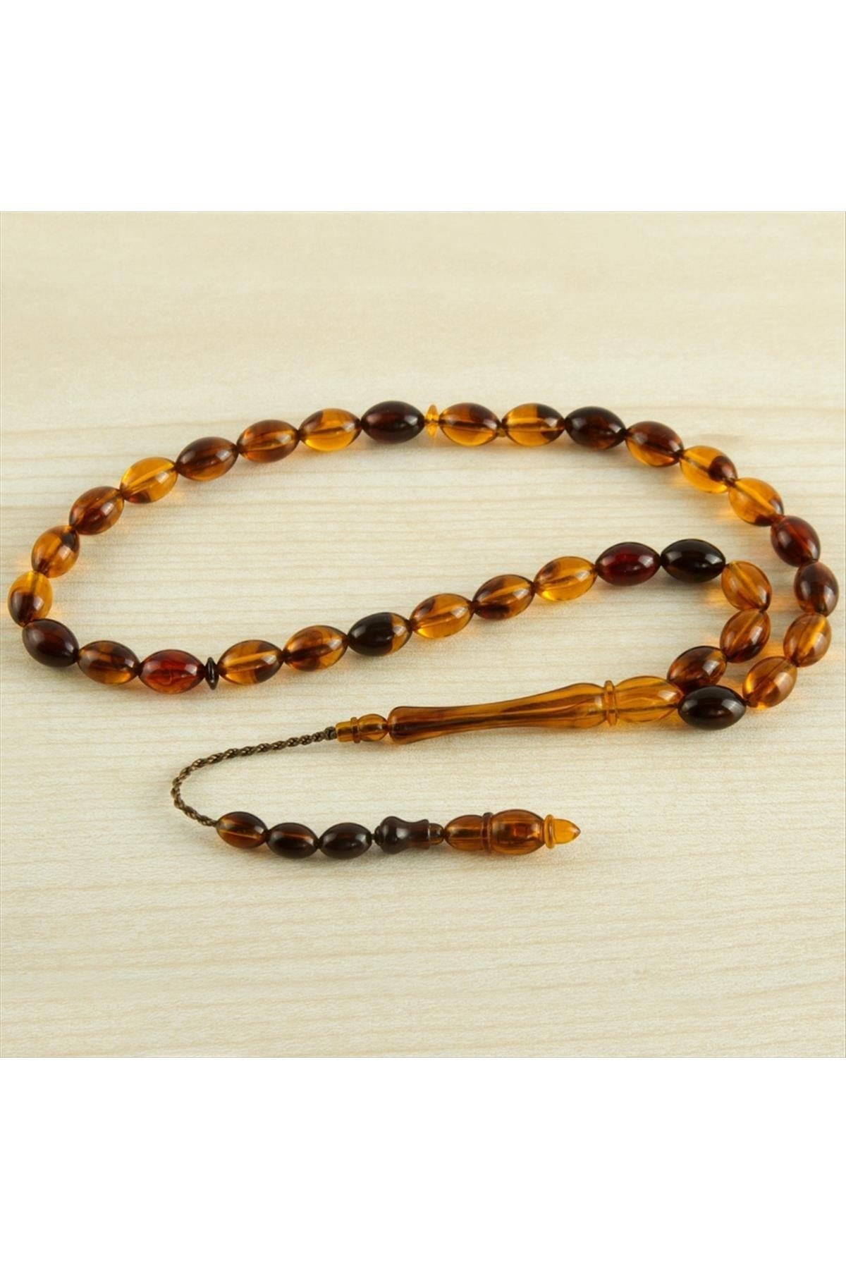 Mısır Kesim Kehribar Görünümlü Tesbih 6*10 mm