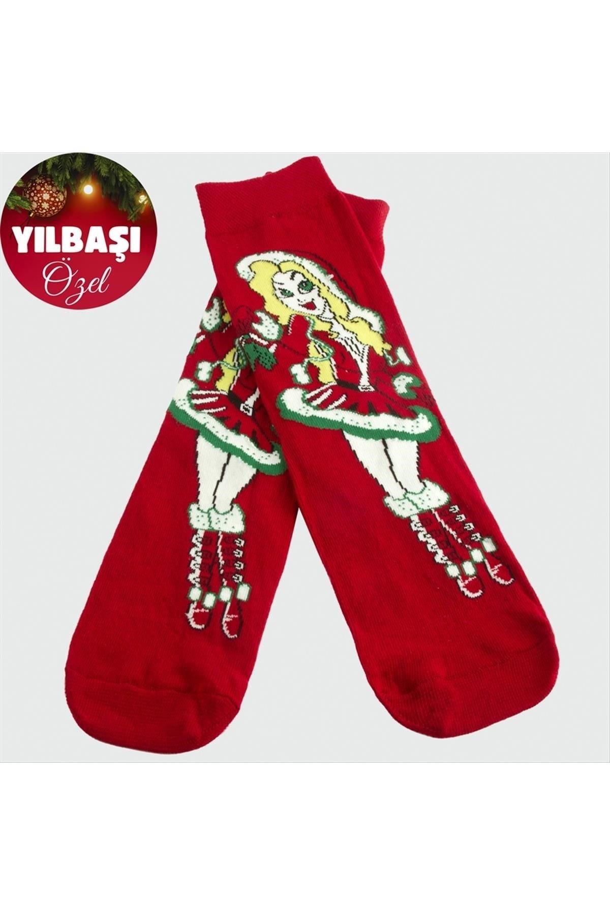 Noel Kız Model Yılbaşı Penye Çorap