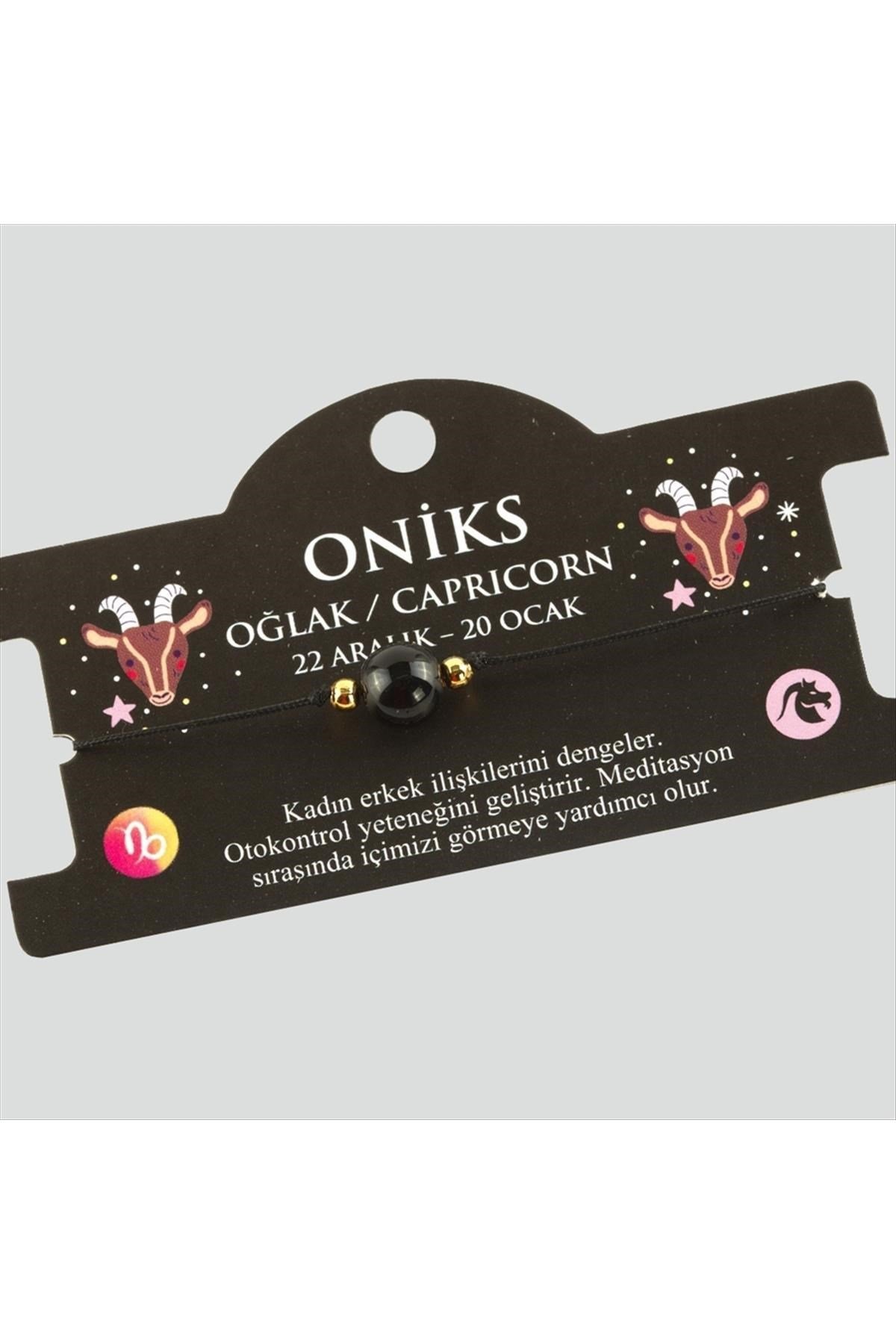Oniks Doğal Taşlı Oğlak Burç Bileklik
