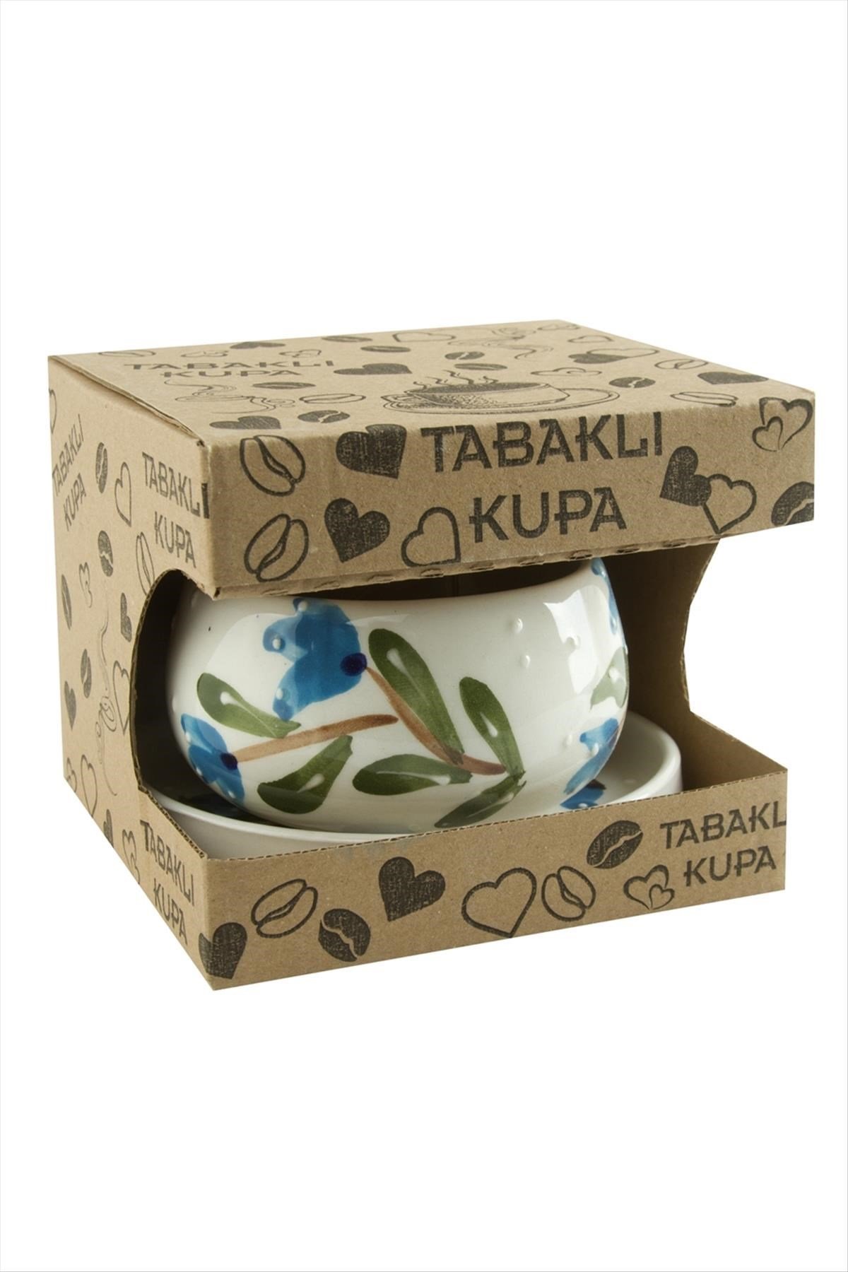 Orkide Desenli Seramik Tabaklı Kupa