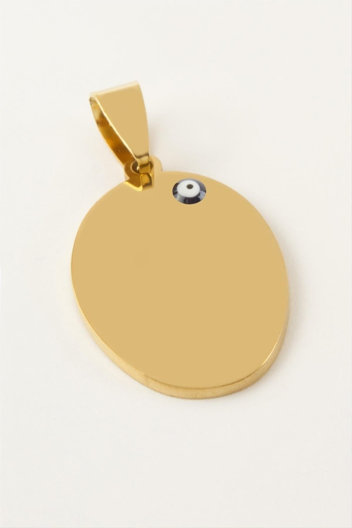 Oval İsim Yazılabilir Çelik Kolye Ucu 2*2,5 cm