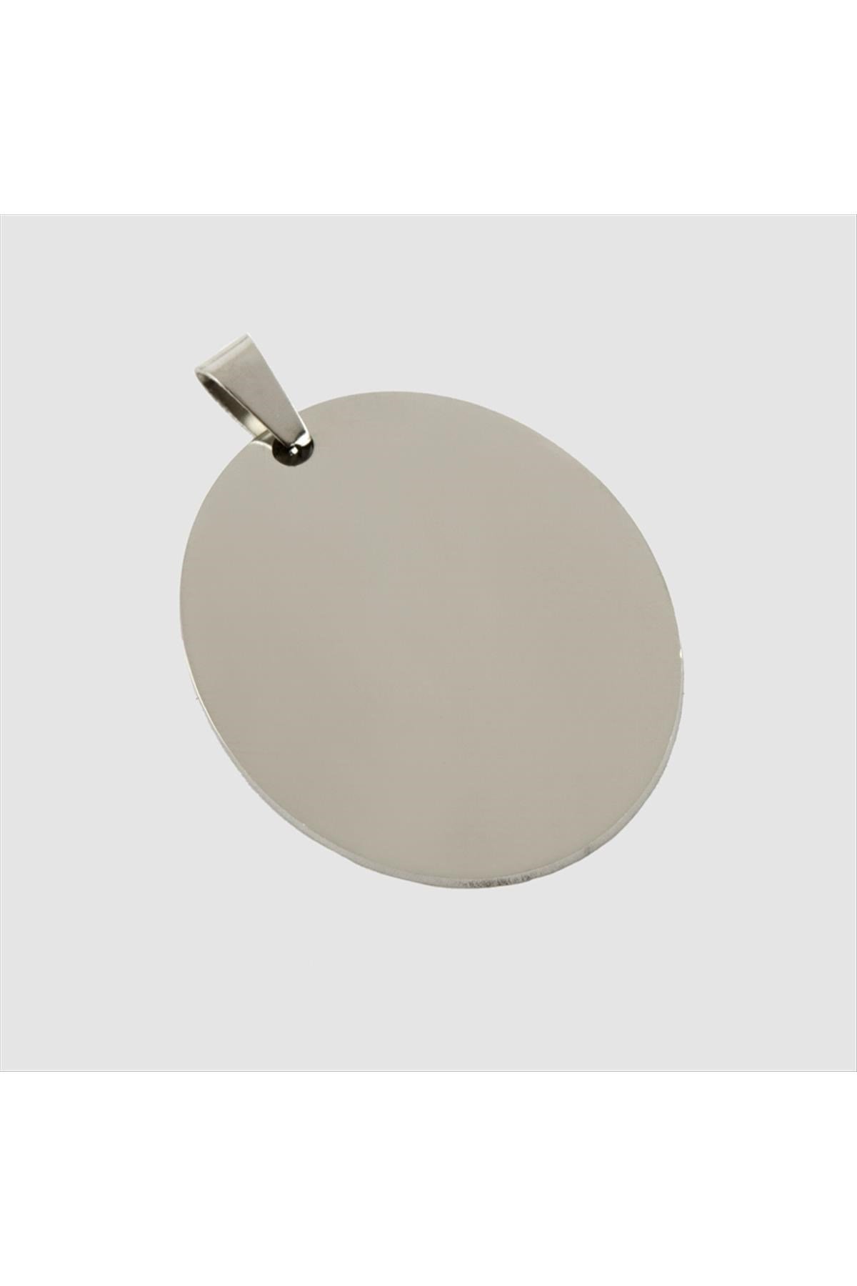 Oval İsim Yazılabilir Çelik Kolye Ucu 3,5 cm