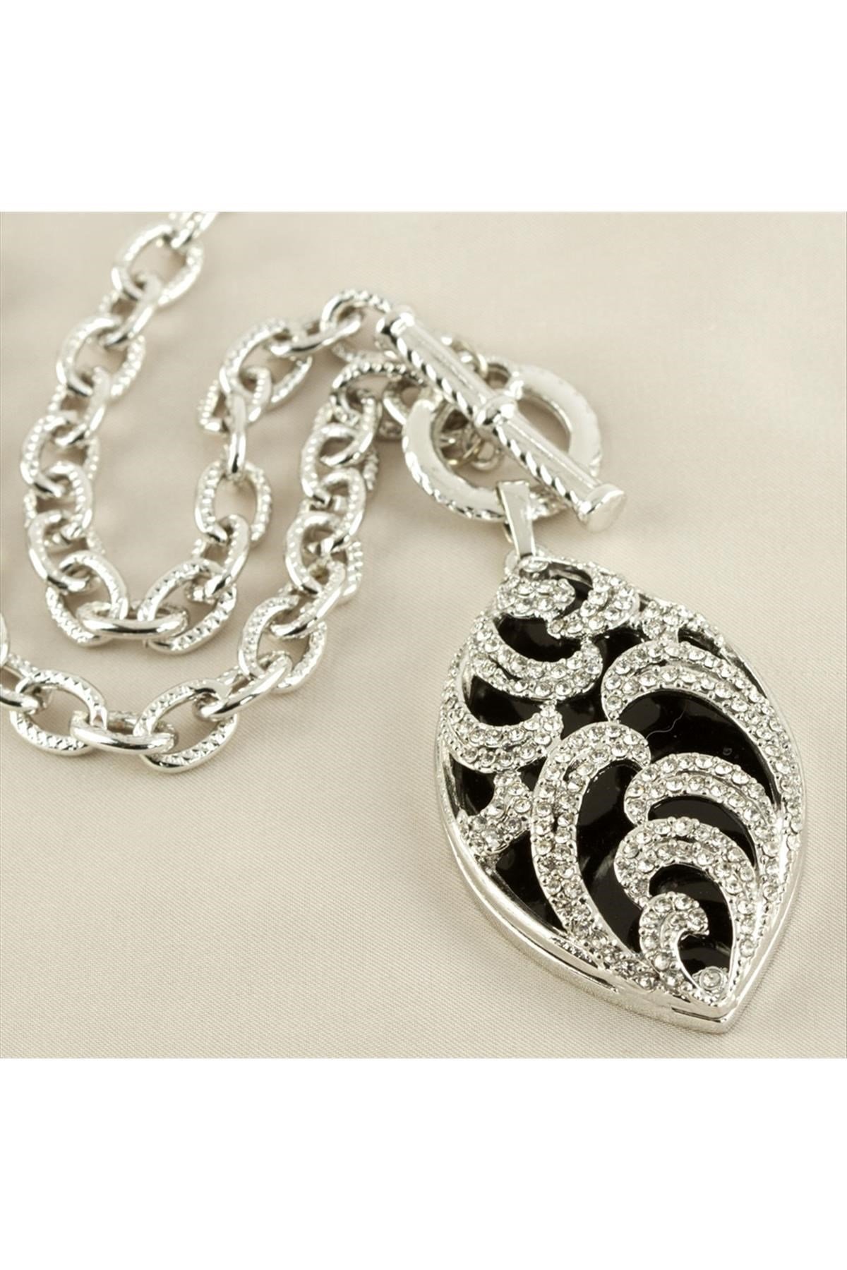 Oval Lüks Zirkon Taşlı Kolye