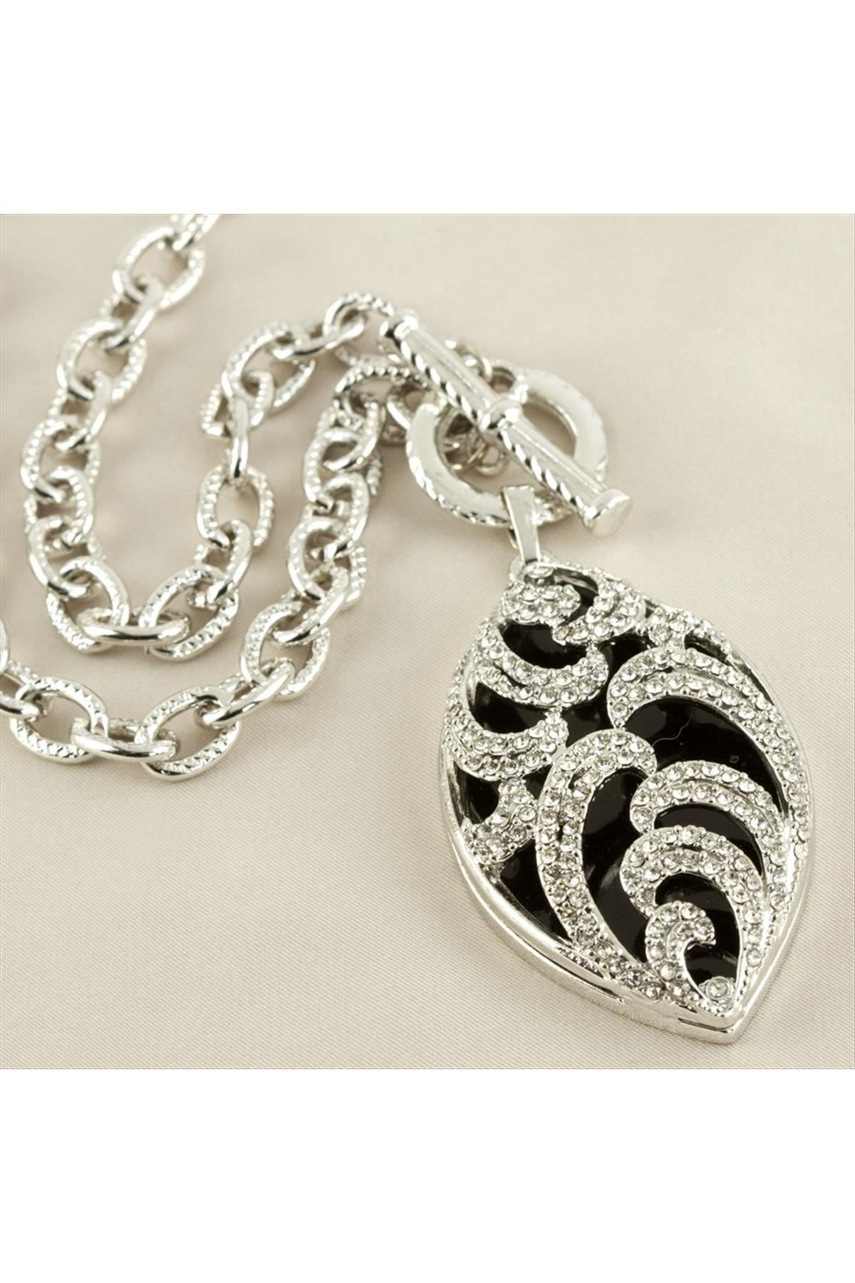 Oval Lüks Zirkon Taşlı Kolye
