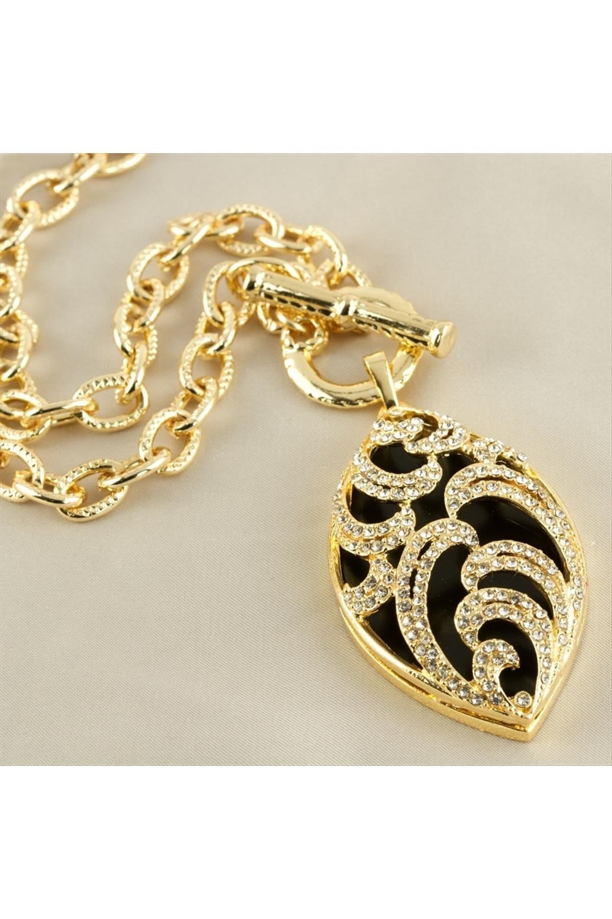 Oval Lüks Zirkon Taşlı Kolye