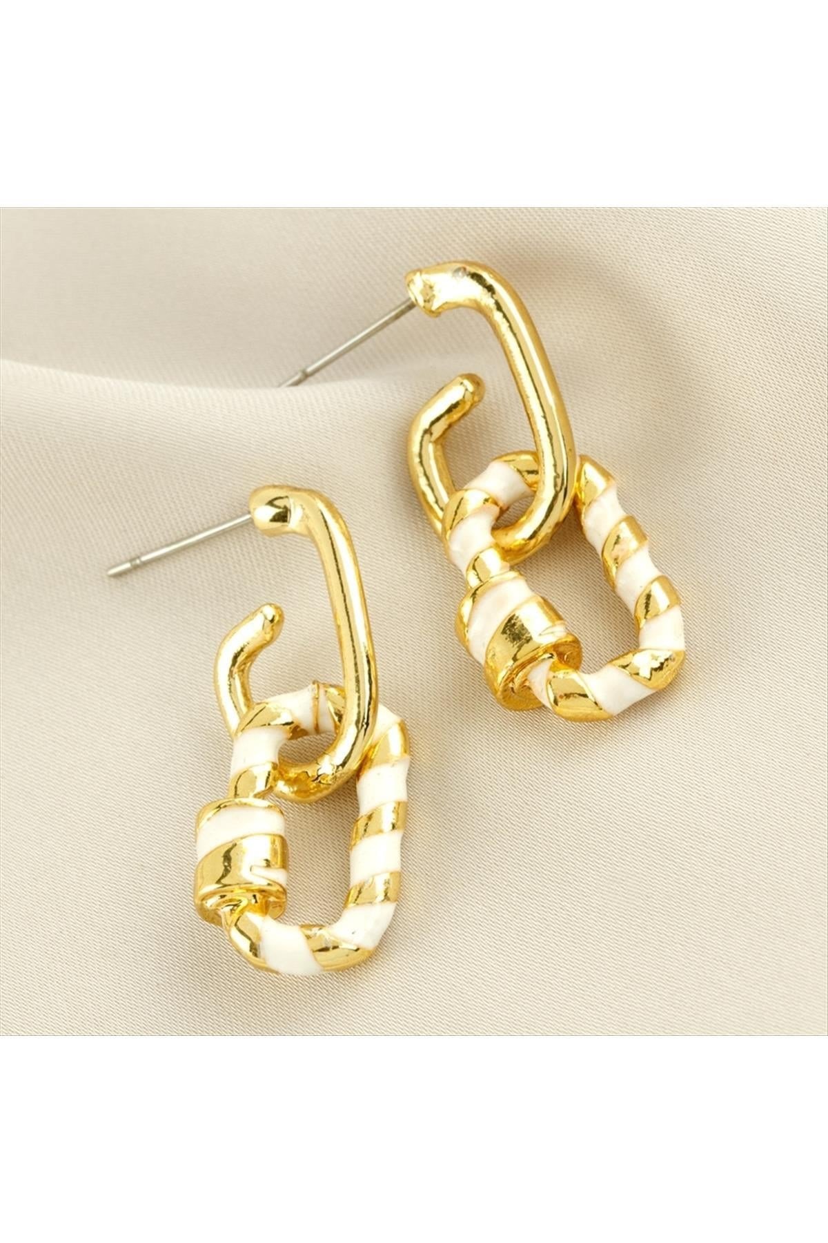 Oval Mineli Küpe 3 cm Küçük