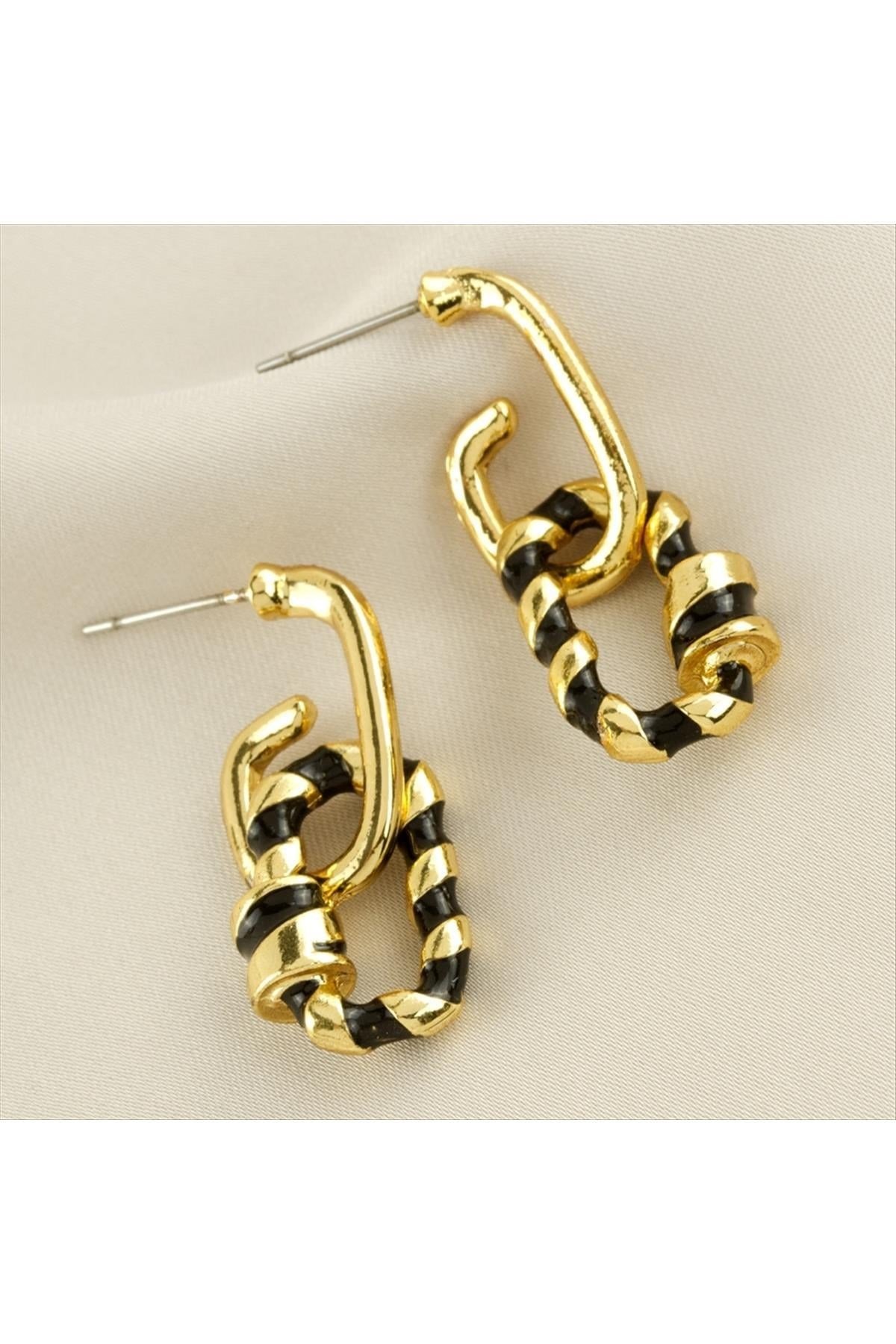 Oval Mineli Küpe 3 cm Küçük