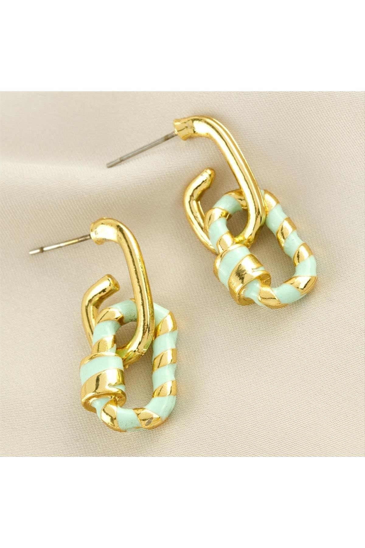 Oval Mineli Küpe 3 cm Küçük
