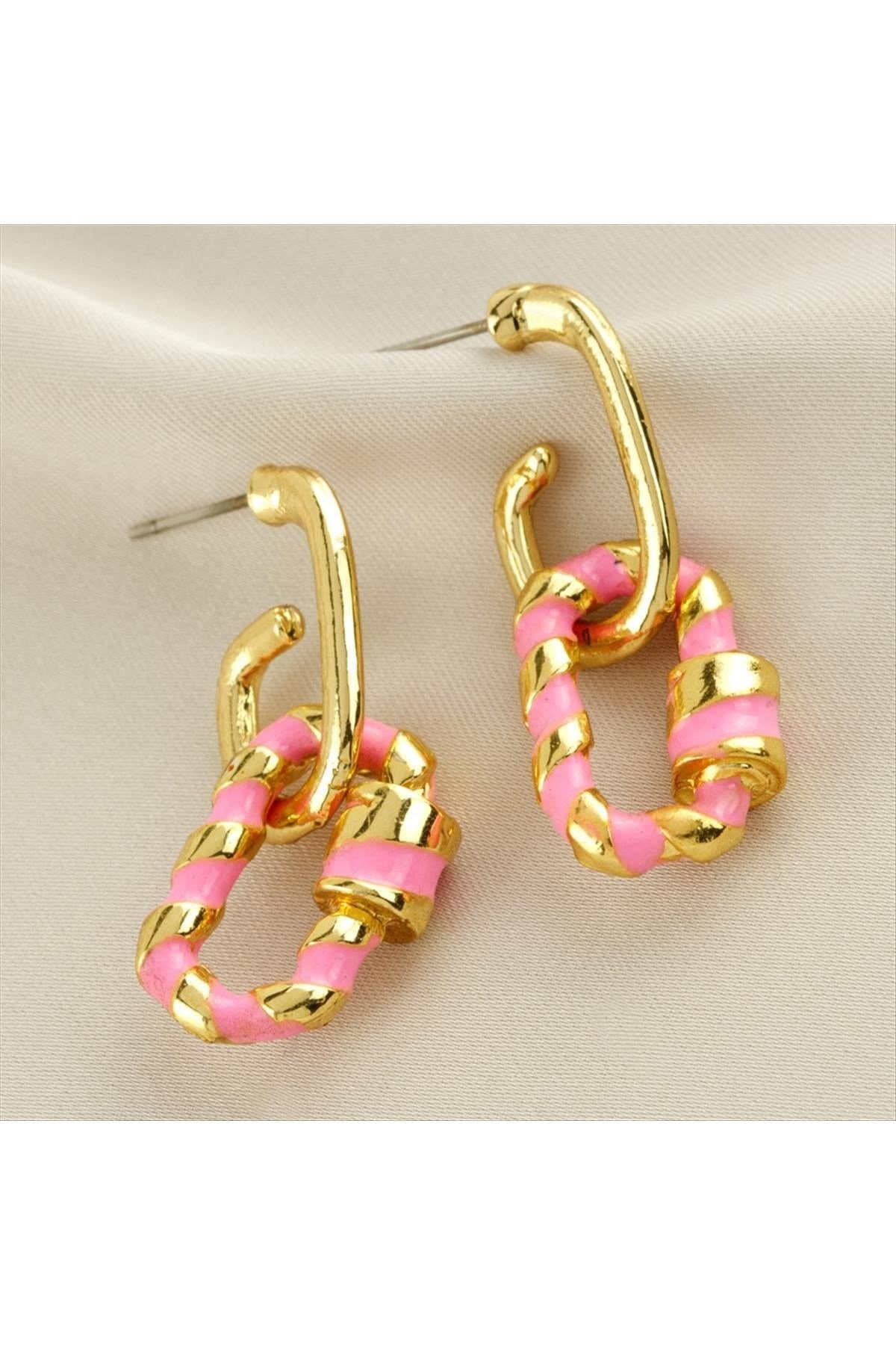 Oval Mineli Küpe 3 cm Küçük