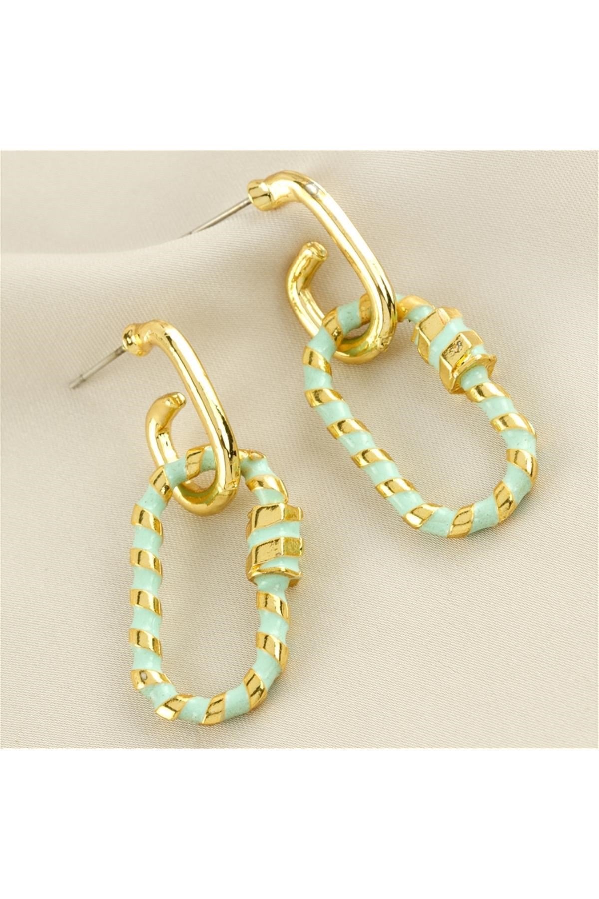 Oval Mineli Küpe 4 cm