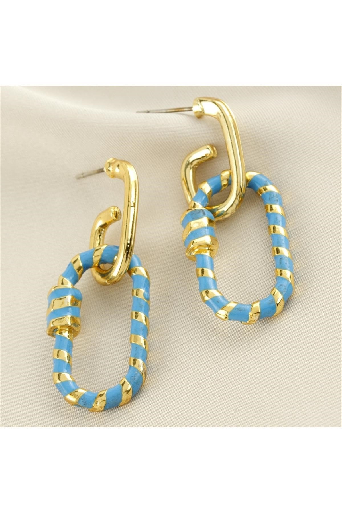Oval Mineli Küpe 4 cm