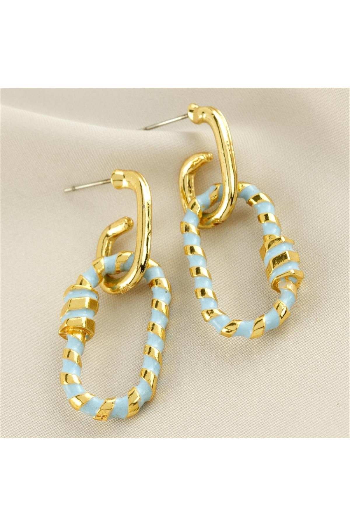 Oval Mineli Küpe 4 cm