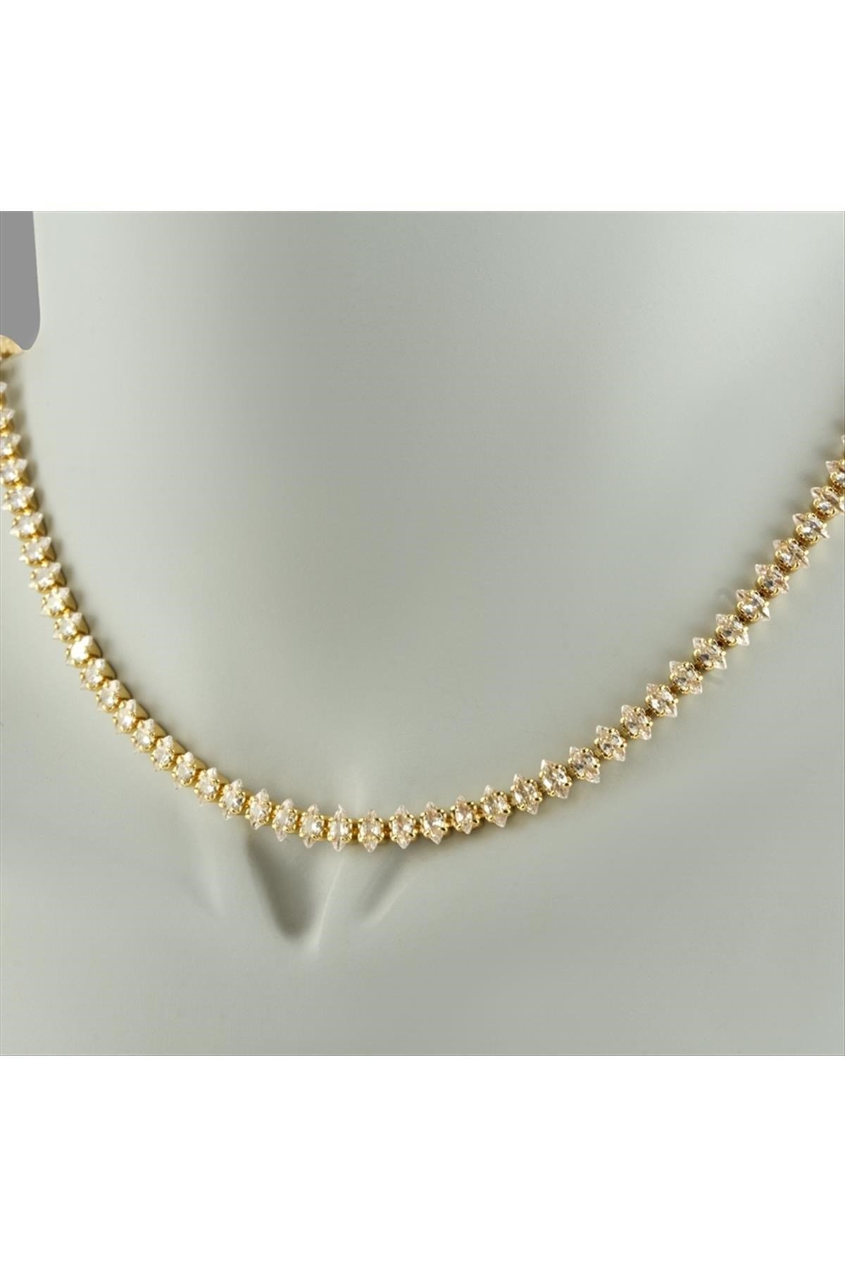 Oval Tamtur Zirkon Taşlı Lüks Kararmaz Kolye