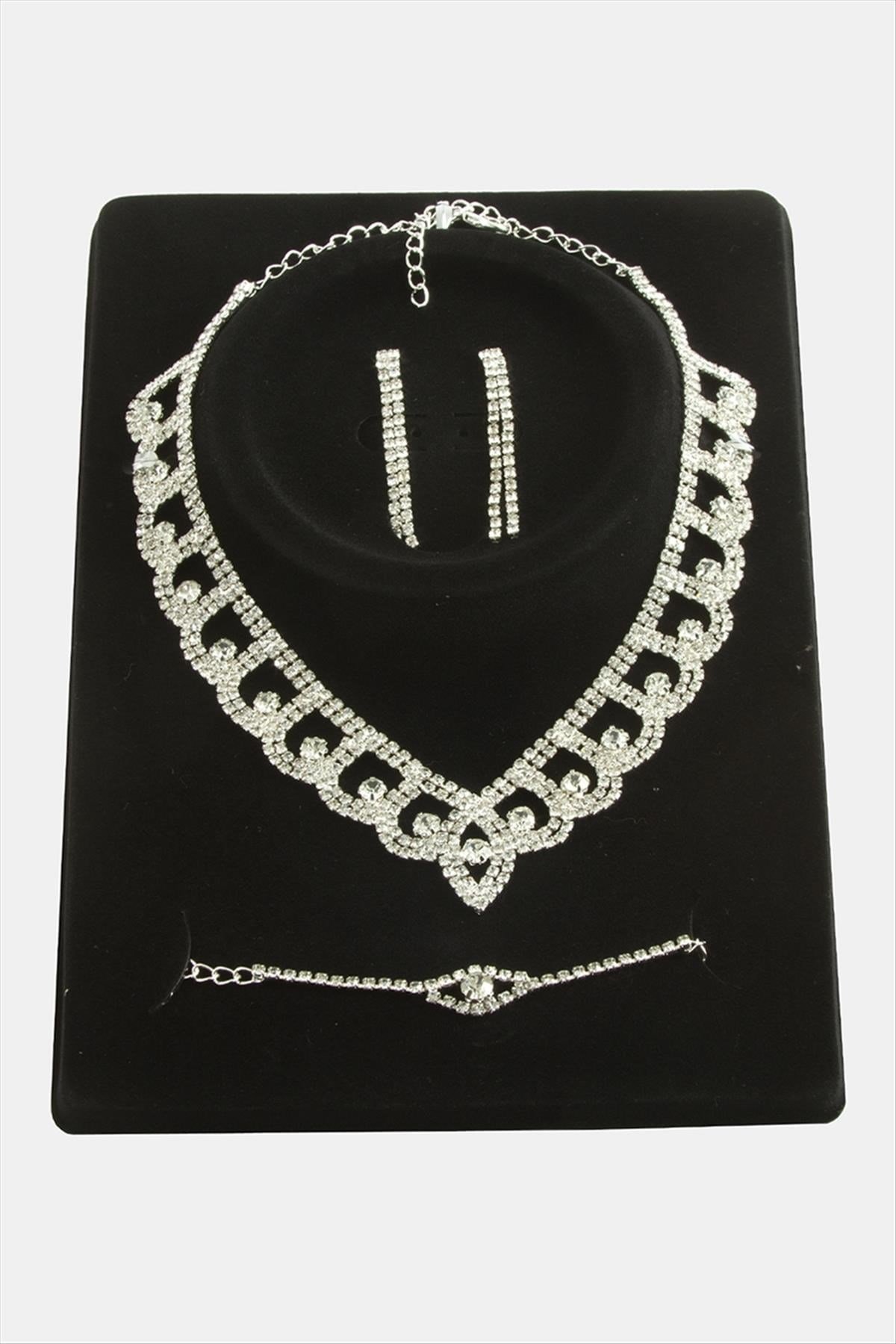 Oval Taşlı Lüks Set Kolye