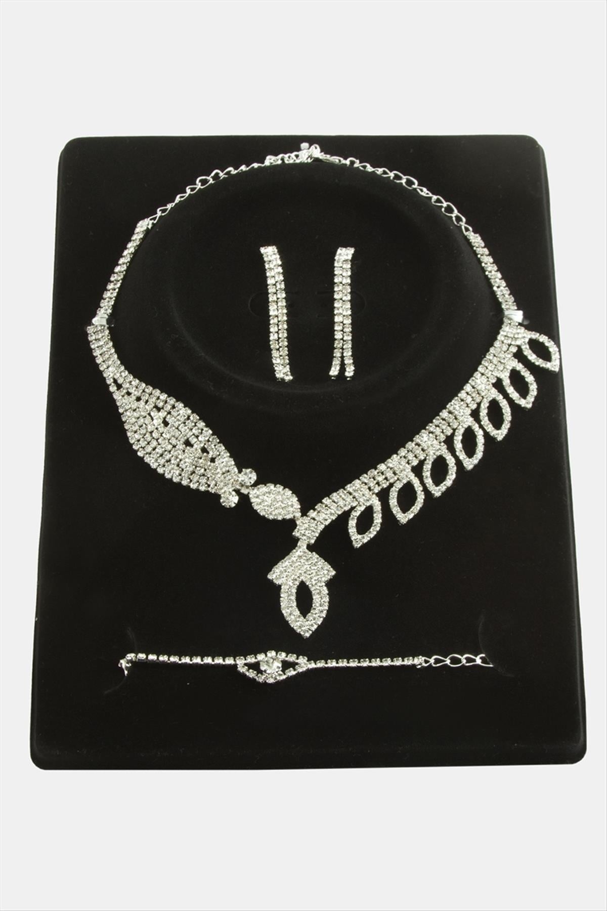 Oval Taşlı Lüks Set Kolye