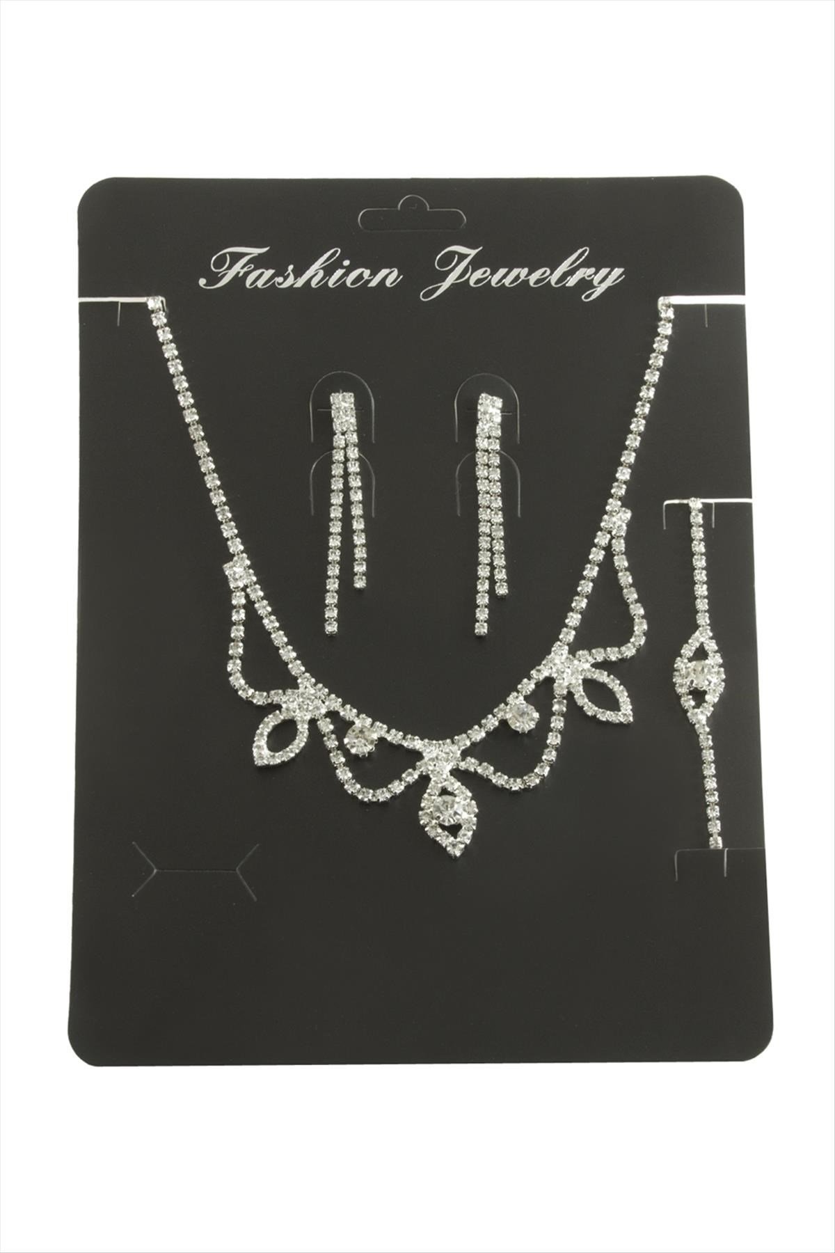 Oval Taşlı Set Kolye