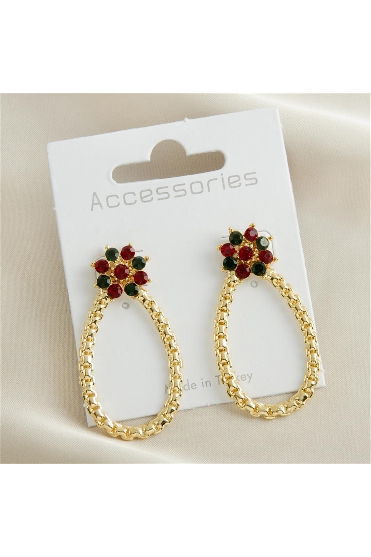Oval Taşlı Yeni Sezon Küpe