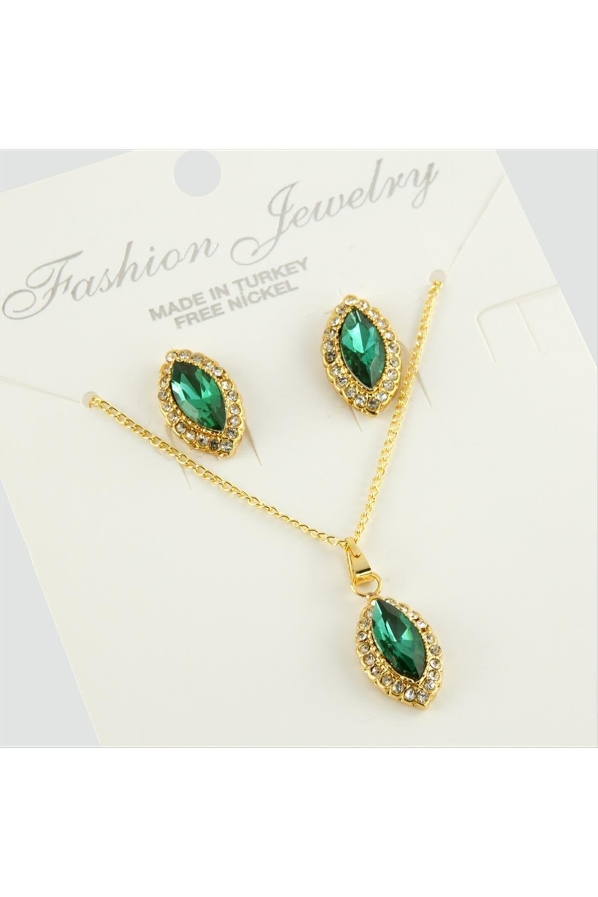 Oval Trend Yeni Sezon Taşlı Set Kolye