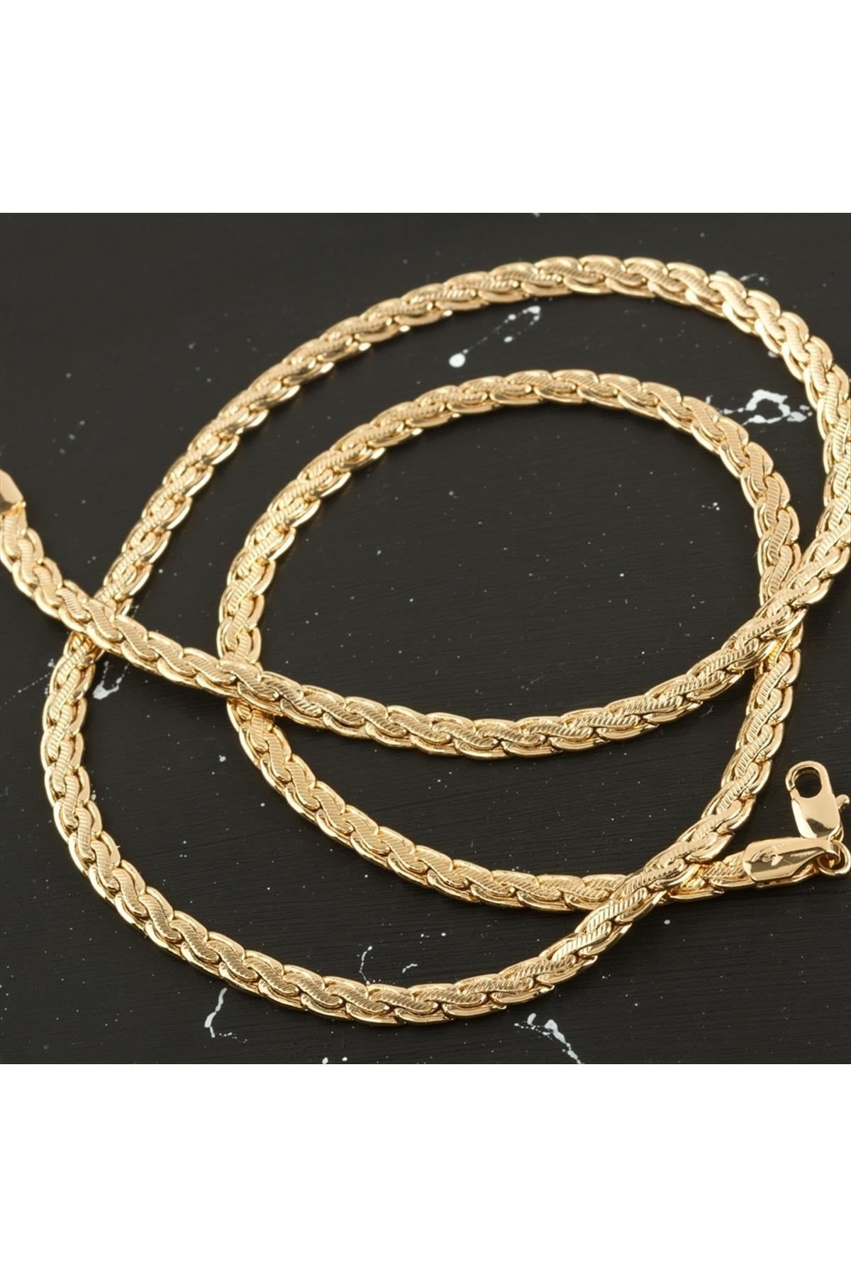 Oval Zincir Lüks Çelik Kolye 60 cm