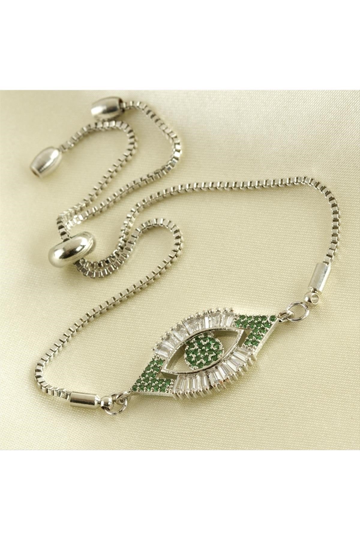 Oval Zirkon Taşlı Asansörlü Bileklik