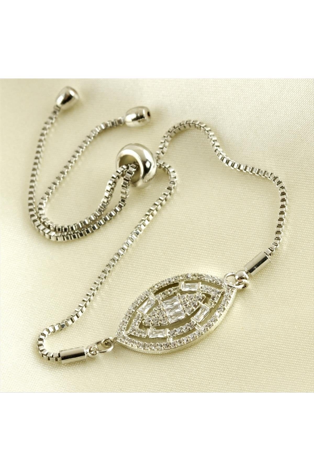 Oval Zirkon Taşlı Asansörlü Bileklik