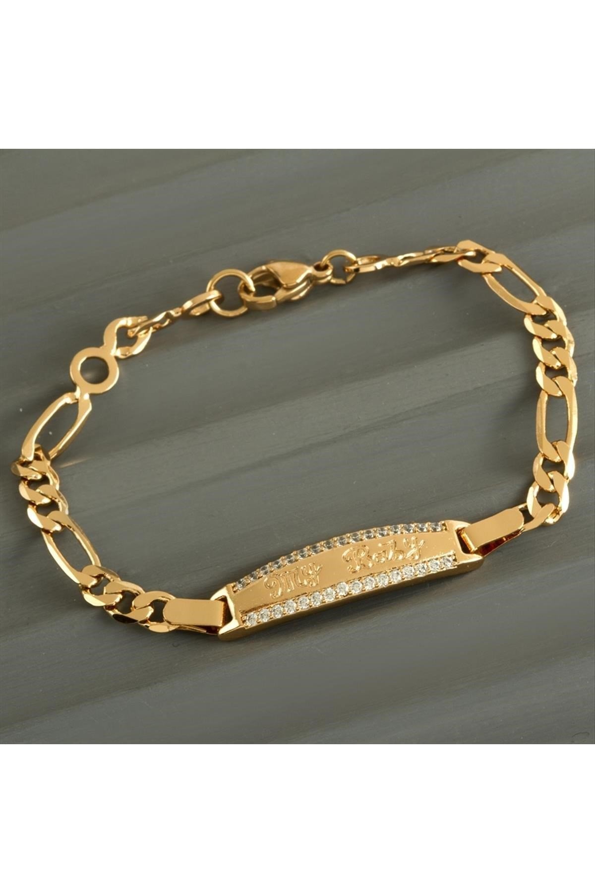Oval Zirkon Taşlı Çocuk Lüks Çelik Bileklik