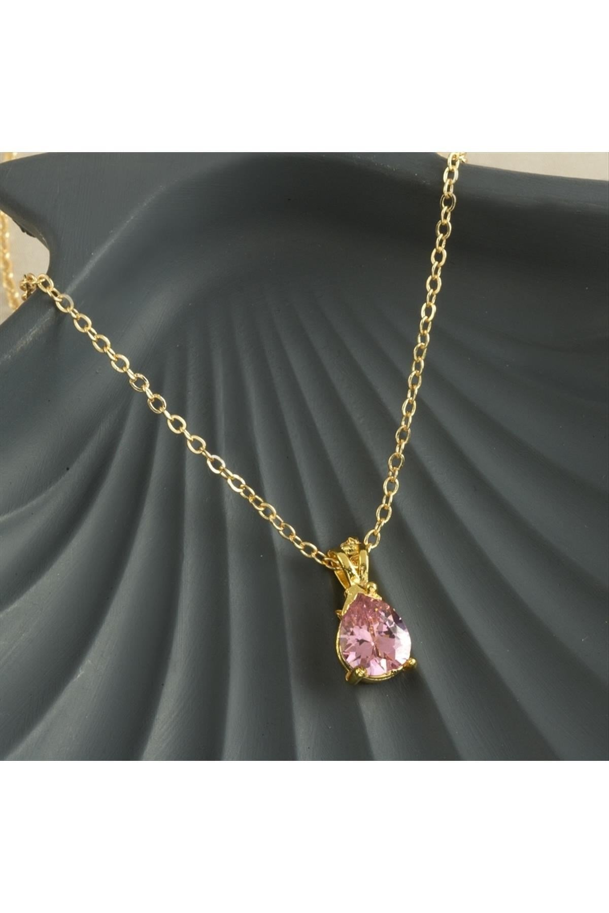 Oval Zirkon Taşlı Kolye
