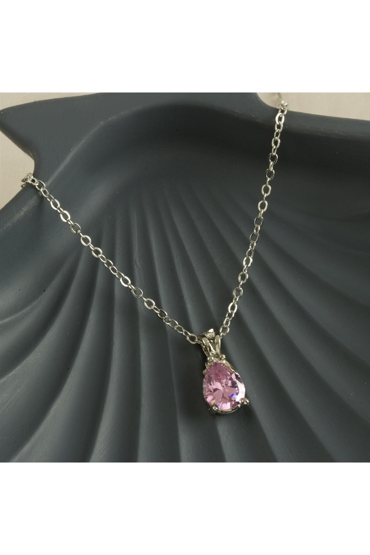 Oval Zirkon Taşlı Kolye