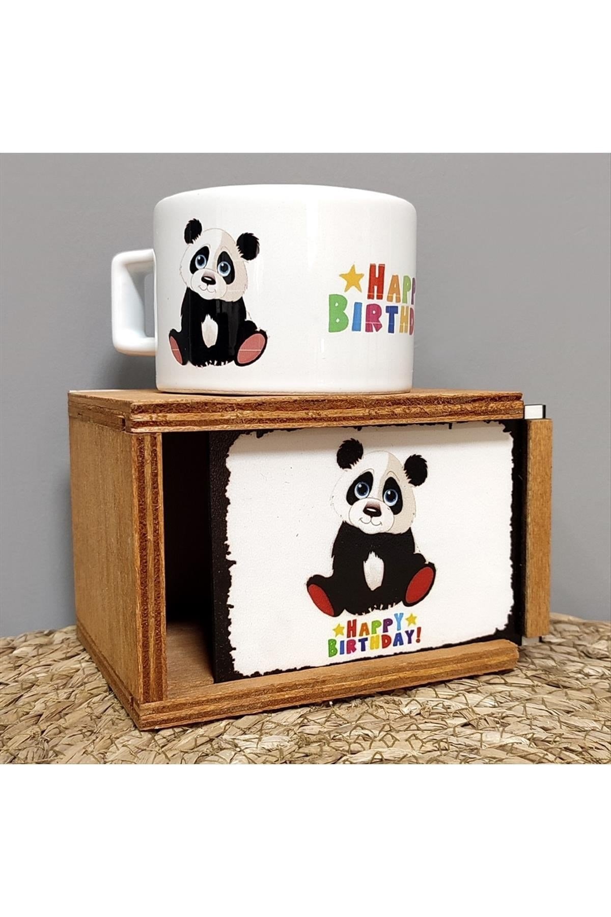 Panda Ahşap Kutulu Kupa