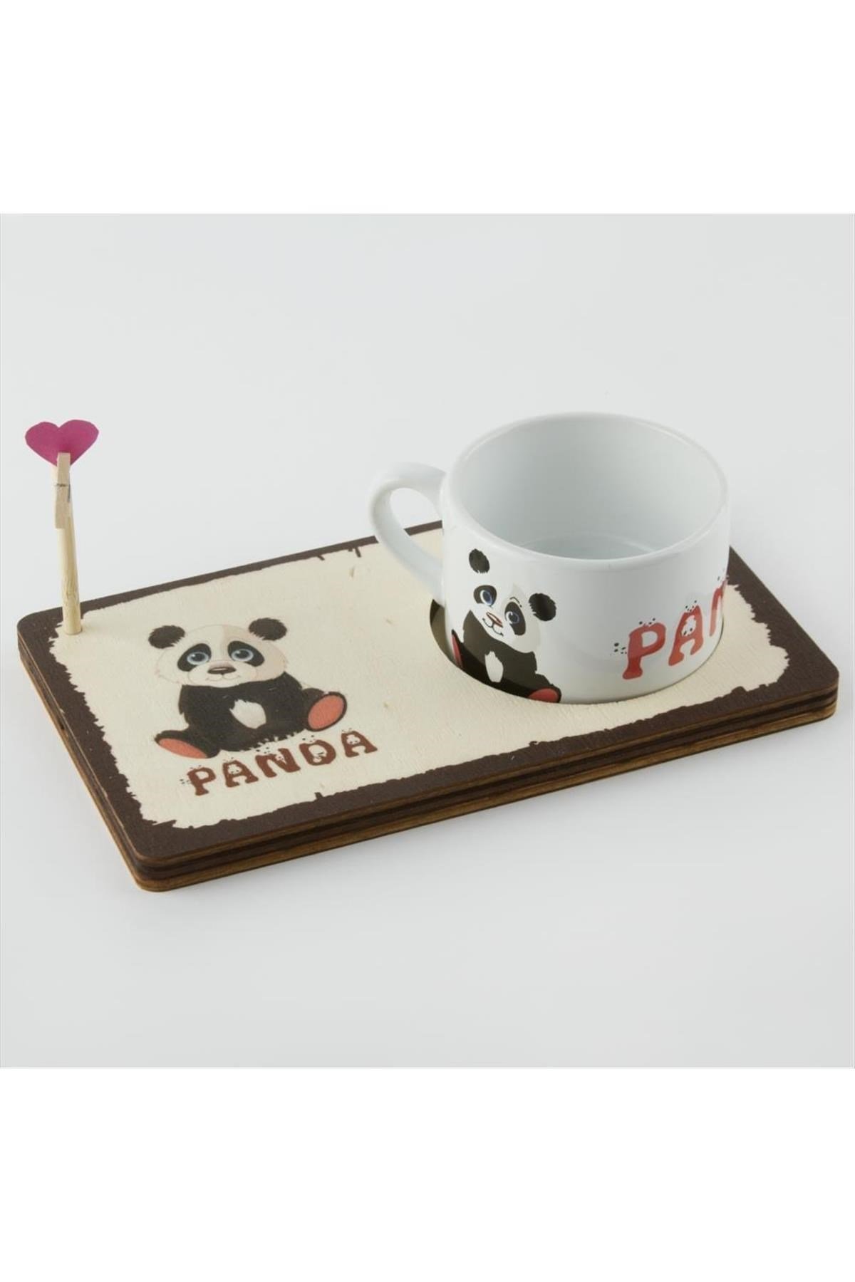 Panda Figürlü Ahşap Notluk Kupa Seti
