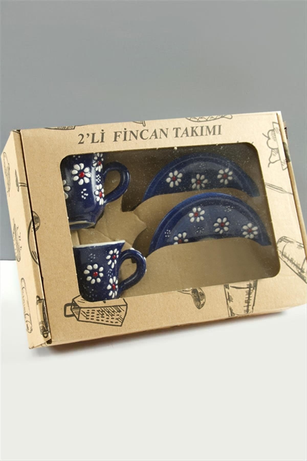 Papatya Desenli Seramik İkili Fincan Takımı