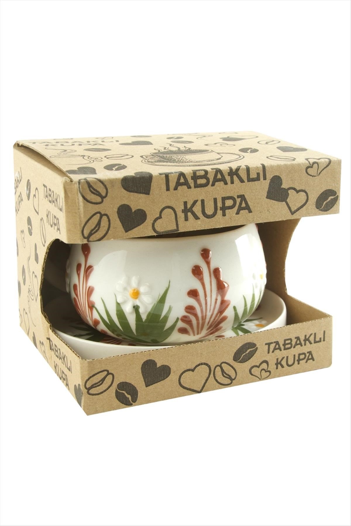 Papatya Desenli Seramik Tabaklı Kupa