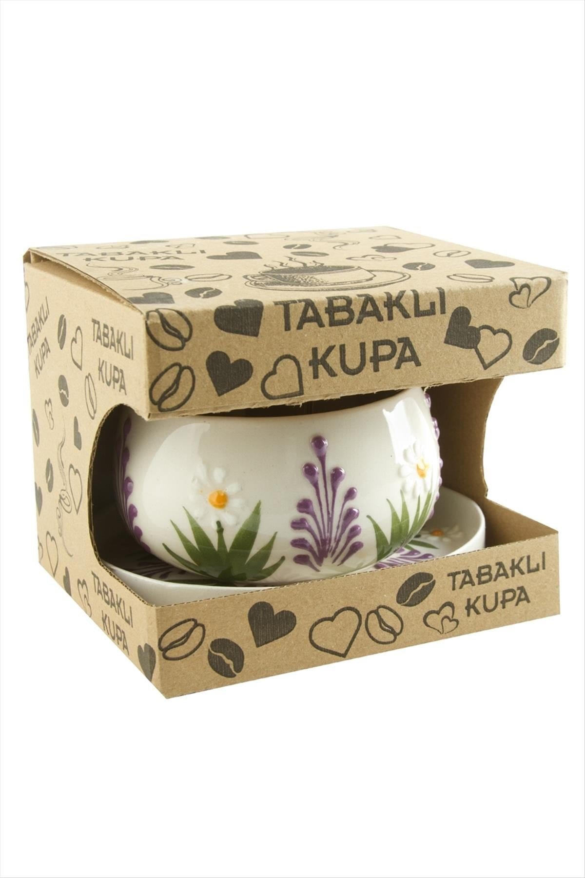 Papatya Desenli Seramik Tabaklı Kupa