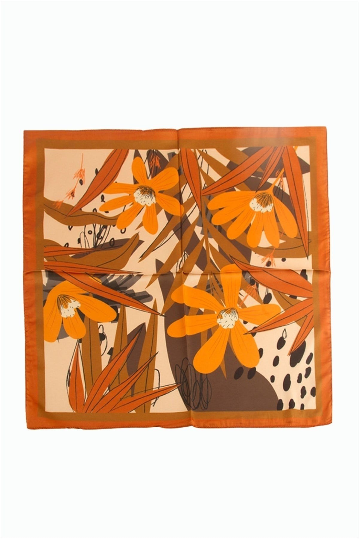 Papatya Desenli Zr Şifon Fular 50*50 cm