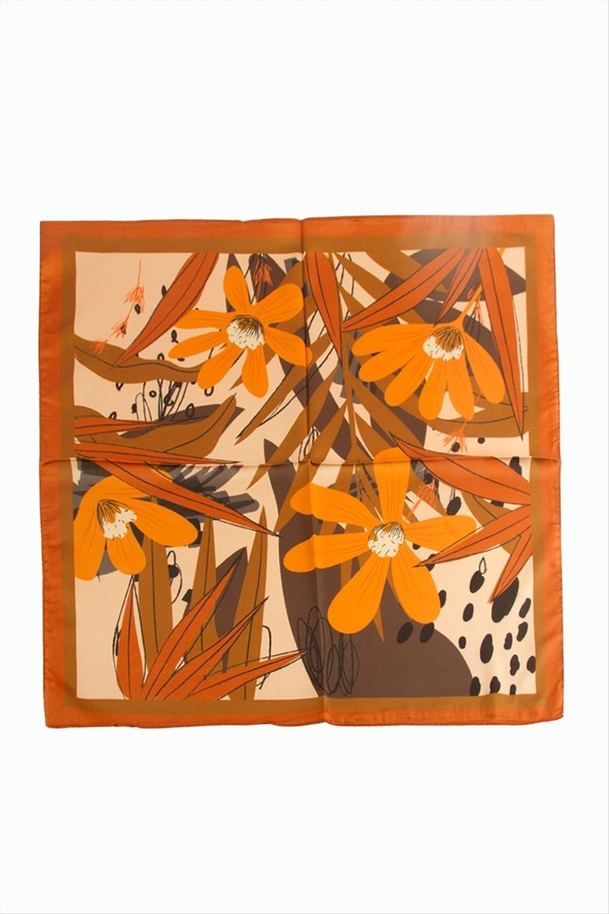 Papatya Desenli Zr Şifon Fular 50*50 cm