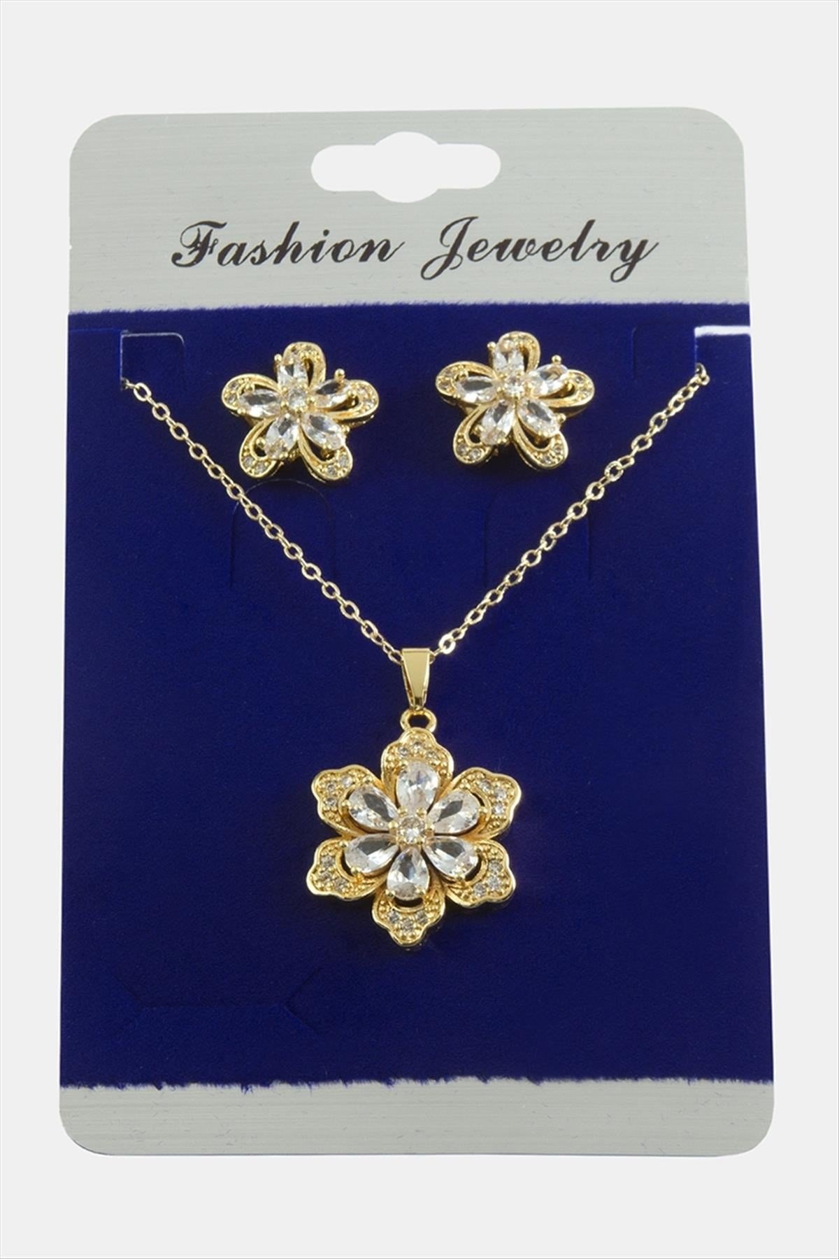 Papatya Zirkon Taşlı Set Kolye