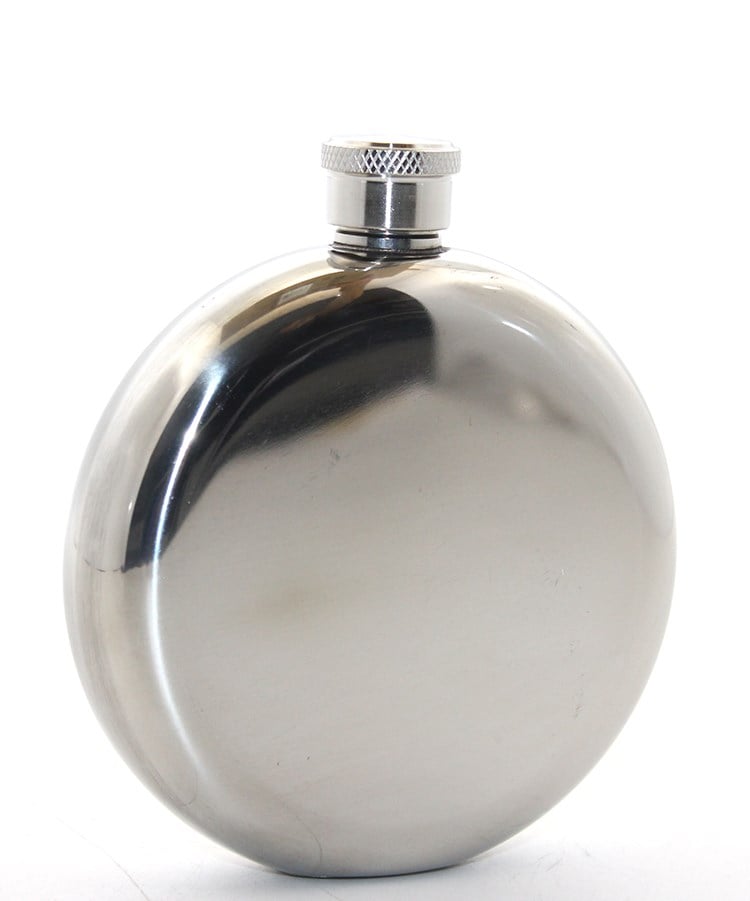 Paslanmaz Çelik Yuvarlak 5 Oz Tekli Matara Çelik Renk