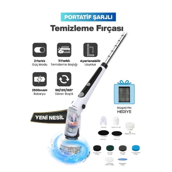 Portatif Şarjlı Temizleme Fırçası