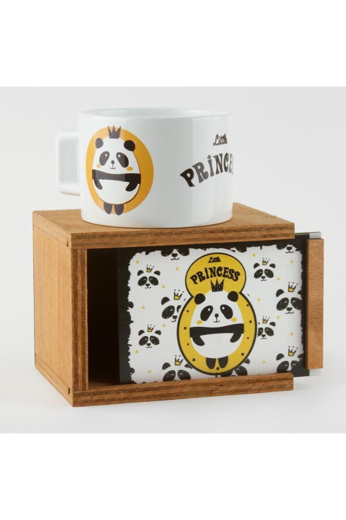 Prens Panda Figürlü Ahşap Kutulu Kupa