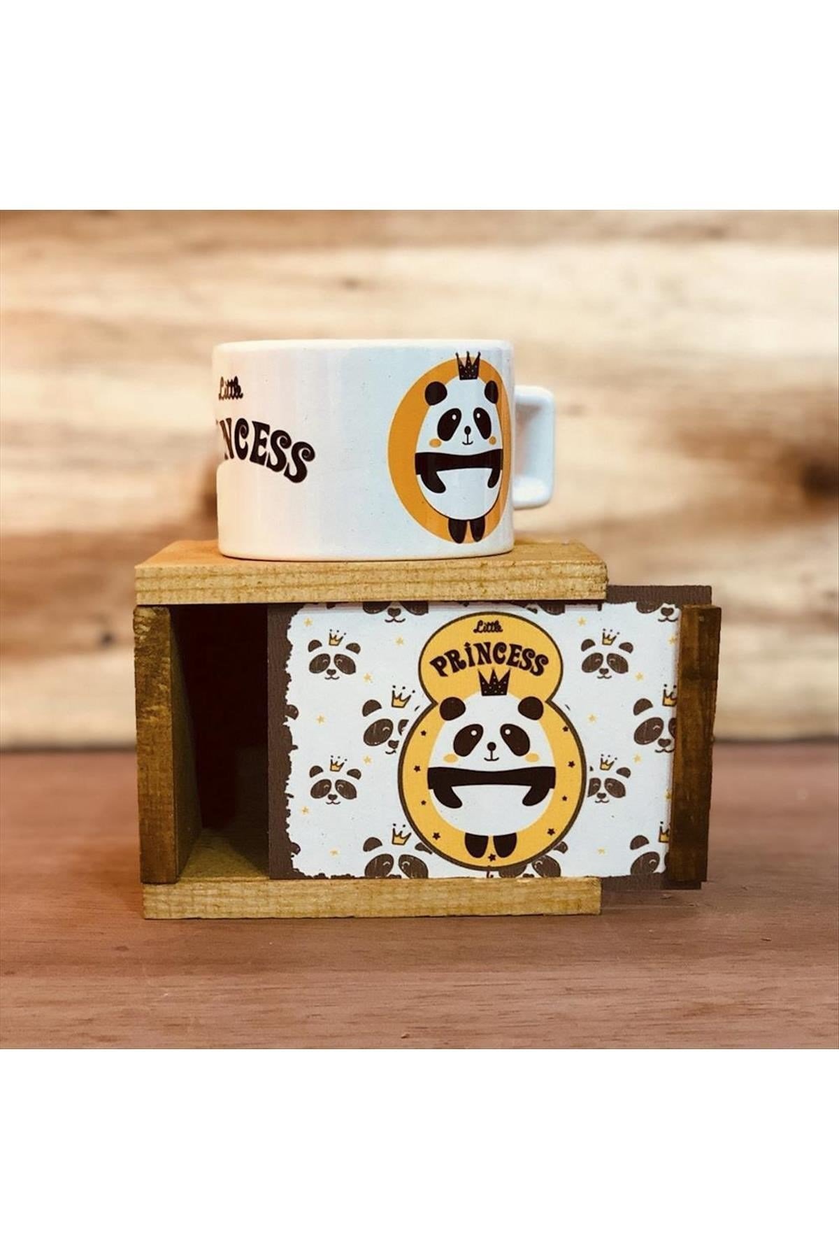 Prens Panda Figürlü Ahşap Kutulu Kupa