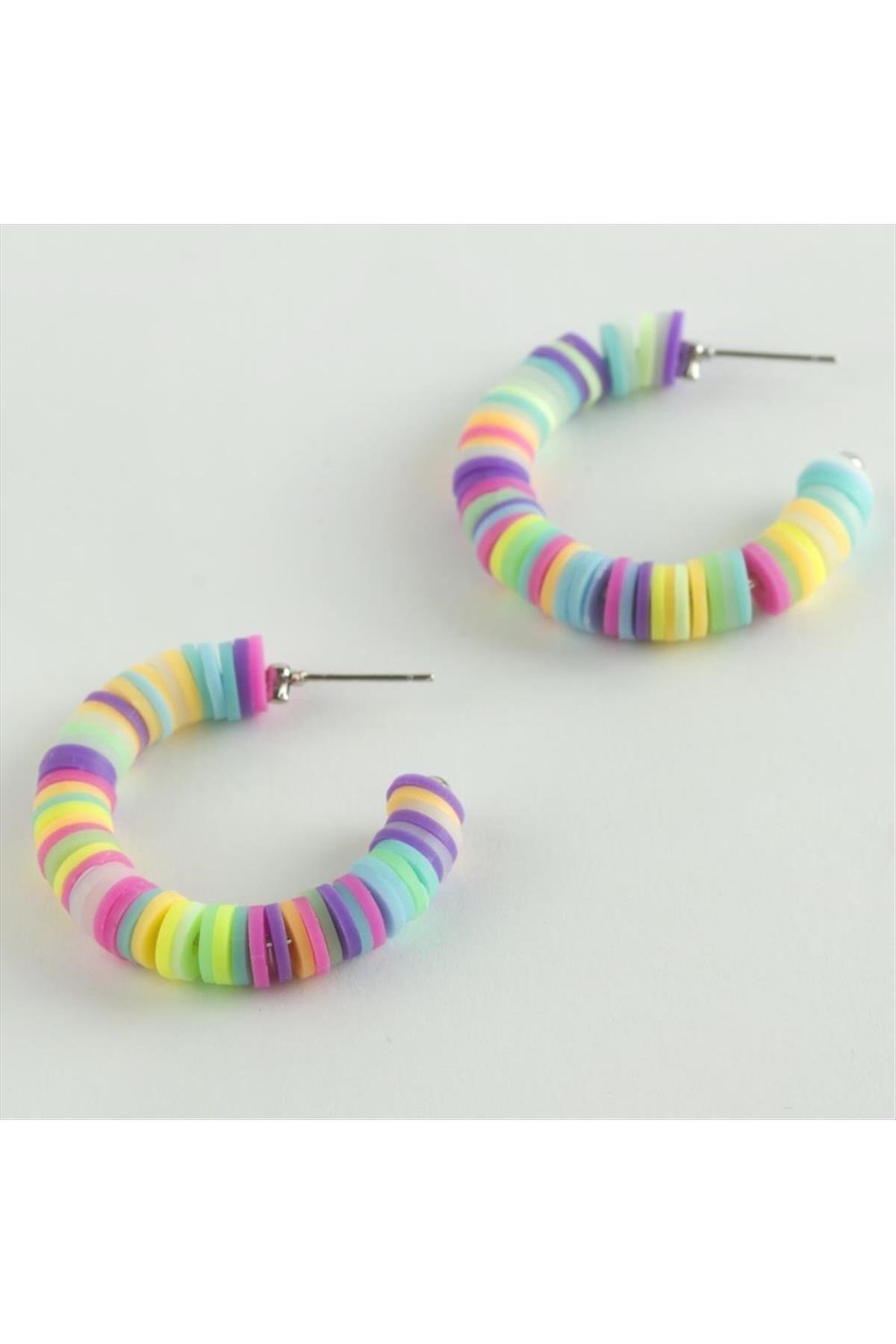 Rainbow Fimo Halka Küpe